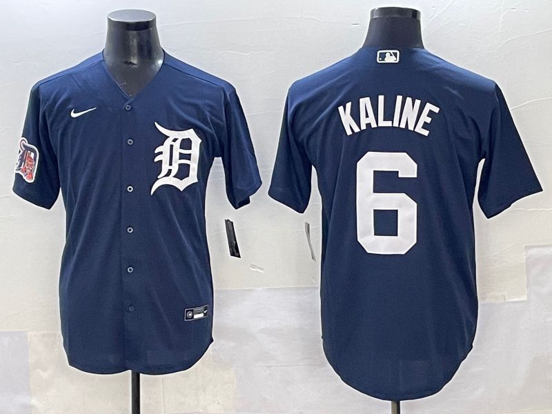 Men 2025 Detroit Tigers 6 Kaline Dark Blue Game Nike MLB Jersey style 5
